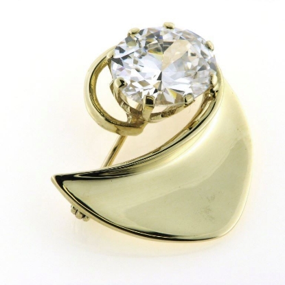 Billede af Broche, oval syn. sten, 12*10 mm. 14 kt.
