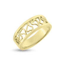 Billede af Ring med hjerter, fattet med 5 brill. a 0,02 w/vs. i rørfatninger 14 kt. facon 8,4 gr.