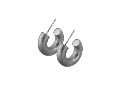 Billede af Zeezen ørecreoler titanium m. fin hamret overflade 22 mm