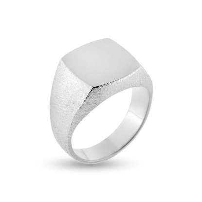 Billede af Herrering massiv lukket bund, plade 14*15 mm.14 kt. hvg.