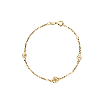 Billede af Lund Copenhagen Marguerit armbånd 1 stk. 7,5 mm + 2 stk. 5 mm forgyldt sølv (17-19 cm)