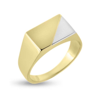 Billede af Herrering m. lukket bund, hvidguld i hjørne 14 kt.