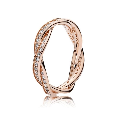 Billede af Pandora Twist of Fate ring rosaforgyldt metalblanding med zirkoniasten (str. 48-60)