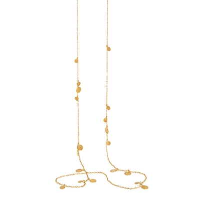 Billede af Susanne Friis Bjørner Halskæde sølv forgyldt matte vedhæng af små mønter 96cm