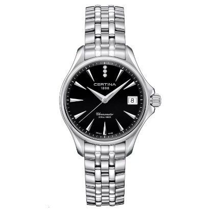 Billede af Certina DS Action dameur stål lænke sort skive dato diamant