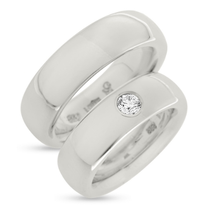 Billede af Vielses & Forlovelses ringe oval profil, damer. brill. 0,20 w/vs. 14 kt. hvg.