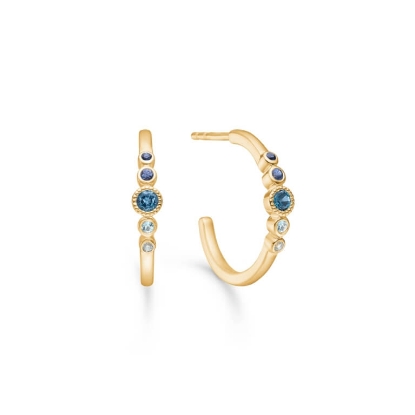 Billede af Mads Z "Blue Poetry" øreringe 14 kt. guld m. London Blue Topas