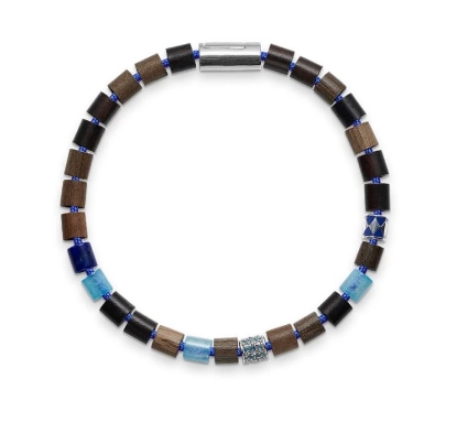 Billede af Mads Z Black Sun armbånd "Makua Beach" blå nylon m. sølv lås