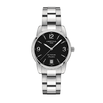 Billede af Certina DS Podium dameur stål lænke sort skive dato safirglas