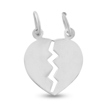 Billede af By Pind vedhæng sølv knækket hjerte 