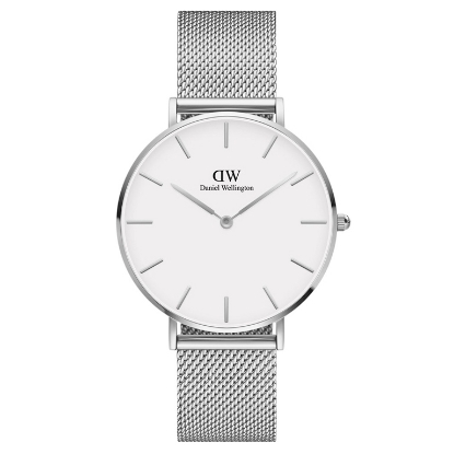 Billede af Daniel Wellington dameur Classic Petite 36 mm hvid skive mesh lænke stål 