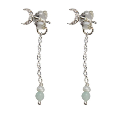Billede af *Hultquist Sonja Moon øreringe sølv m. ferskvands- og glasperler