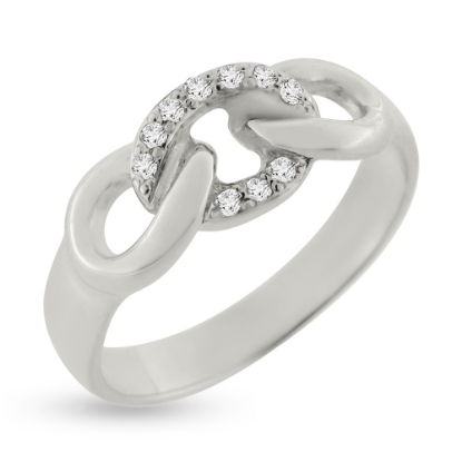 Billede af Loge ring fattet med 7 brill. a 0,01 w/vs. 14 kt. hvg. (billede vist med 10 stene)