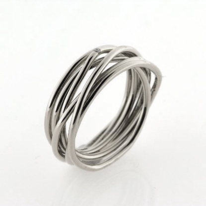 Billede af Ring med hvidsguldtråde 1 brillant 0,01 w/vs. 14 kt. hvg. (Trådring)