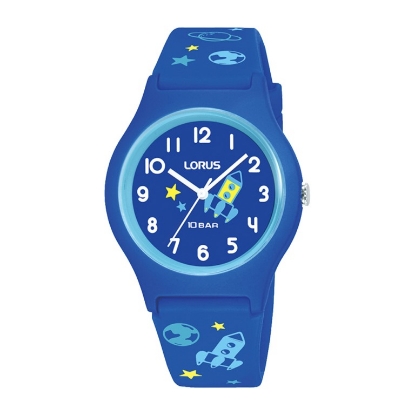 Billede af Lorus Kids børneur stål blå silikonerem analog 10bar 34mm