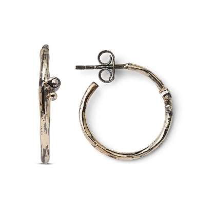 Billede af By Birdie "Savannah Creol" ørecreoler sort rhodineret sølv m.18kt + 0,04ct.