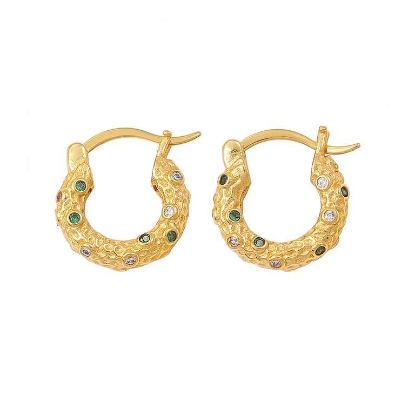 Billede af Hultquist Celeste Green øreringe forgyldt sølv m. cz