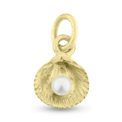 Billede af Vedhæng musling 9 mm. sv. perle 3-3½ mm. guld