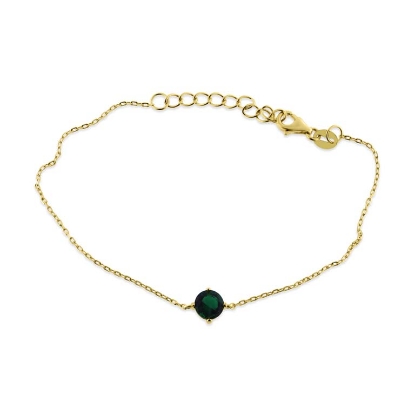 Billede af By Pind armbånd sølv forgyldt med grøn zirkonia (16+3cm)