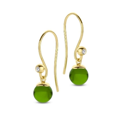 Billede af Spirit Icons Figaro øreringe forgyldt sølv m. grøn sten (6mm) + cz