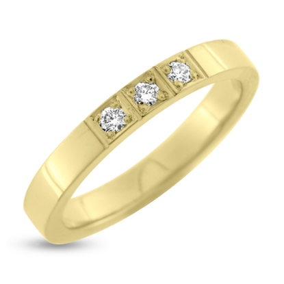 Billede af Alliancering i 14 kt. m. diamanter 3x 0,03 w/vs.