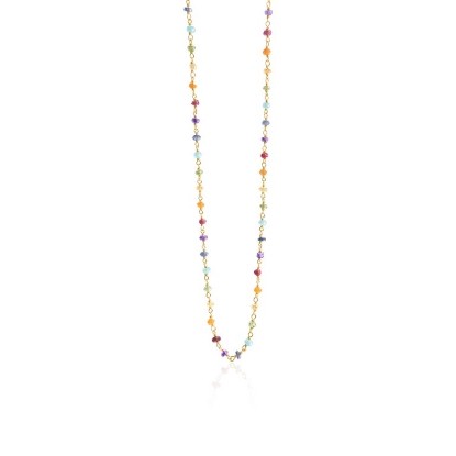 Billede af Susanne Friis Bjørner Halskæde sølv forgyldt viklet 3-4 mm facetslebne  granat, karneol, citrin, peridot, apatit, iolit, ametyst