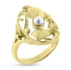 Billede af Ring med snirkler, hjerter, blade og perle 8 kt. 