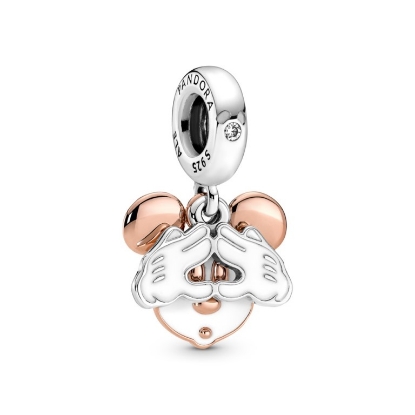 Billede af Pandora DISNEY Mickey Mouse Charm med dobbelt vedhæng sølv m. emalje