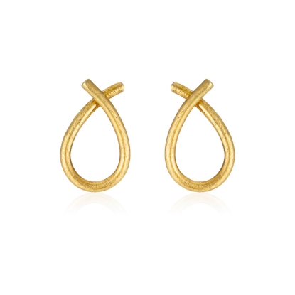 Billede af Susanne Friis Bjørner Ørering sølv forgyldt mat dråbe 11x13 mm