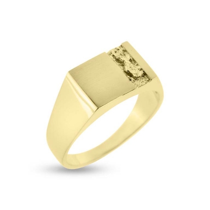 Billede af Herrering m. lukket bund m. plade 9*13mm m. råguld