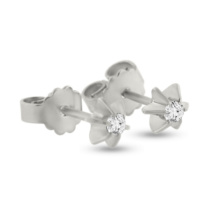 Billede af Ørestik 6 grab. chaton fatning, 2 brillanter a 0,04 w/vs. 14 kt. hvidguld