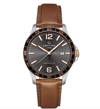 Billede af Certina DS-8 Powermatic 80 herreur stål brun læderrem 10bar 40,5mm