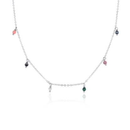 Billede af WiOGA Gertrud halskæde sølv med halvædelsten(36+5cm)