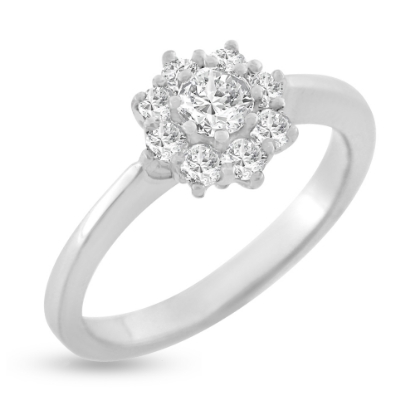 Billede af Ring roset, brill. 0,25 w/vs. + 8* 0,06 w/vs. 14 kt. hvg.