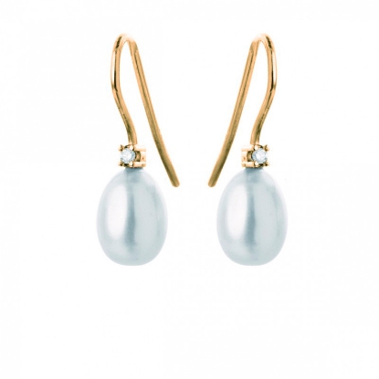 Billede af Susanne Friis Bjørner Ørering 14 kt. rødguld ferskvandsperle og 0,04 brillant TW/SI