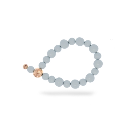 Billede af &Imagine armbånd Light Grey m. 8-10mm emaljebeads rosaforgyldt lås 22 cm