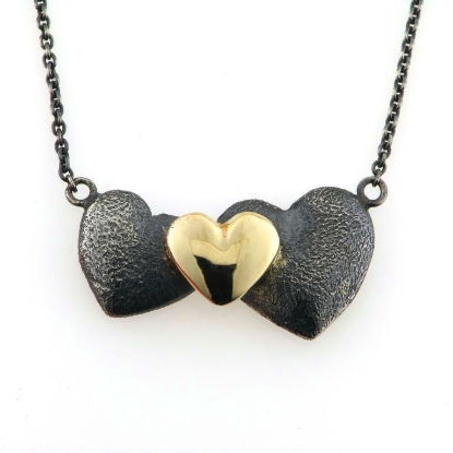 Billede af Collie med fast vedhæng med 3 hjerter, 925s sølv