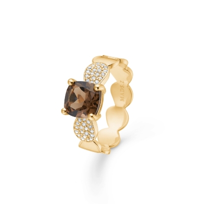 Billede af Mads Z "Fidelity" ring 14 kt. guld m. røgkvarts + 0,12 ct. brillanter (str. 52)
