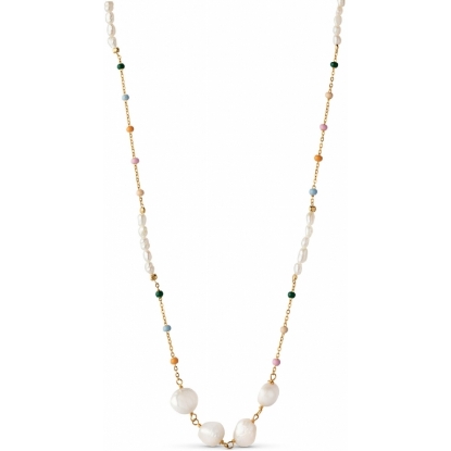 Billede af ENAMEL Copenhagen Lola Perla halskæde sølv forgyldt emalje og ferskvandsperler (38 + 4cm)