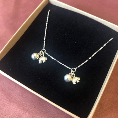Billede af By Pind ankelkæde sølv med kugler og elefanter