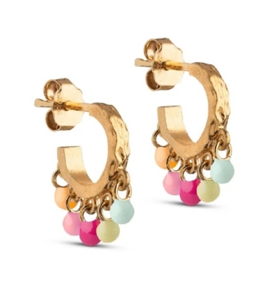 Billede af ENAMEL Copenhagen Astrid Rainbow øreringe forgyldt sølv m. emalje