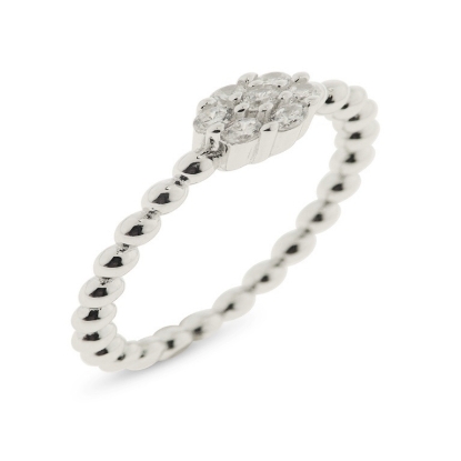 Billede af By Pind ring sølv rhodineret syntetiske zirkonia (str 52)