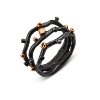 Billede af By Birdie Grace Triple ring sort rhodineret sølv m. 14kt og 0,05 ct brillant str. 54