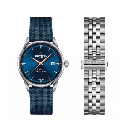 Billede af Certina DS-1 Powermatic 80 automatic blå stål bundle med stål + natorem