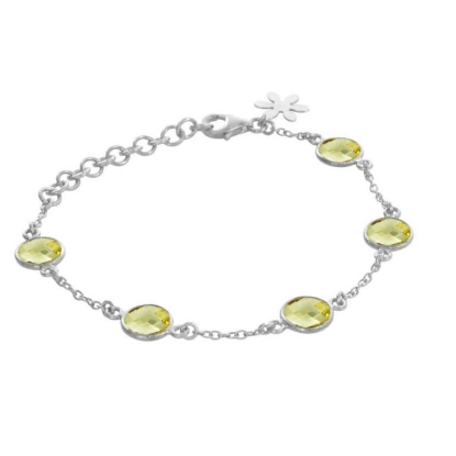 Billede af Susanne Friis Bjørner armbånd sølv m. lemon kvarts (17-21cm)