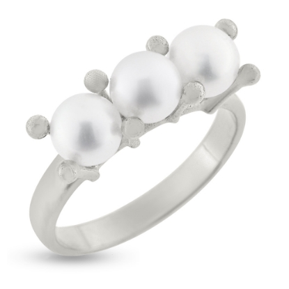 Billede af Ring perle 3 ferskvands perler 5mm 925 s. sølv