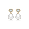Billede af Mads Z "Pearl Delight" øreringe 14 kt. guld m. kulturperle + aquamarin