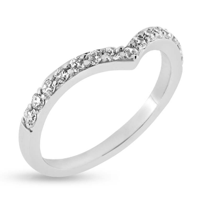 Billede af By Pind v-ring sølv rhodineret med zirkoniasten