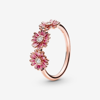 Billede af *Pandora Pink Marguerittrio ring rosaforgyldt metalblanding str. 52