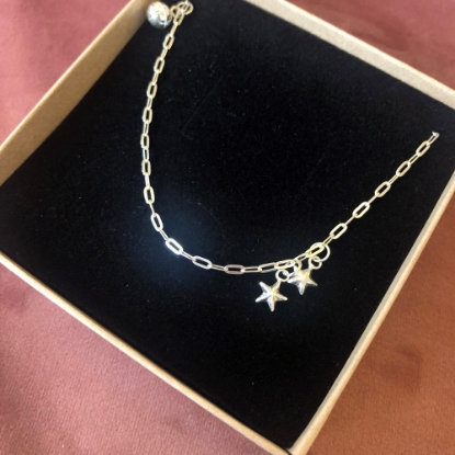 Billede af By Pind ankelkæde sølv med stjerner og kugle